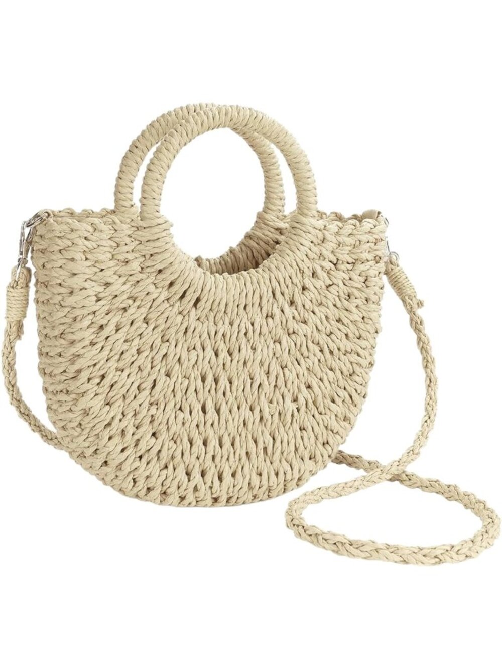 Handmade Woven Straw Crossbody Bag | Summer Beach Tote & Satchel Purse